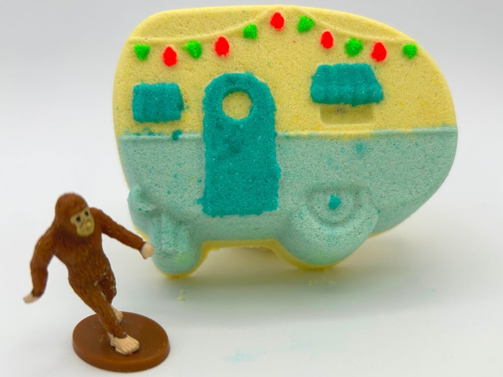 Camper Bath Bomb with Big Foot Toy Figurine Inside - Berwyn Betty's Bath & Body Shop