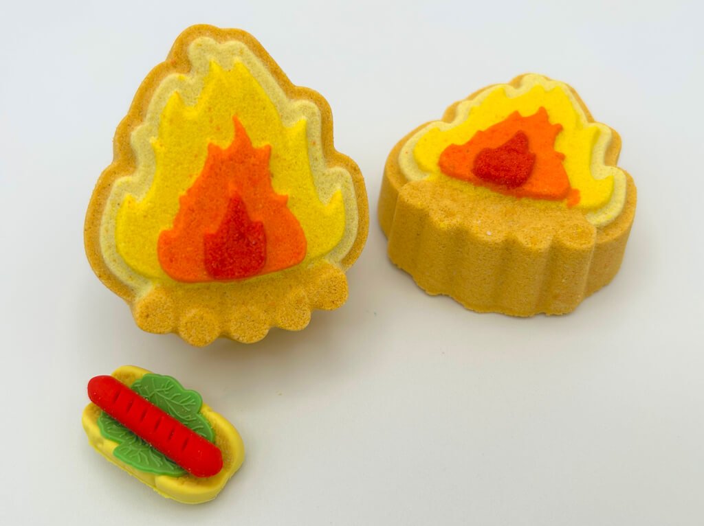 Campfire Bath Bomb with Hot Dog Eraser Toy - Berwyn Betty's Bath & Body Shop