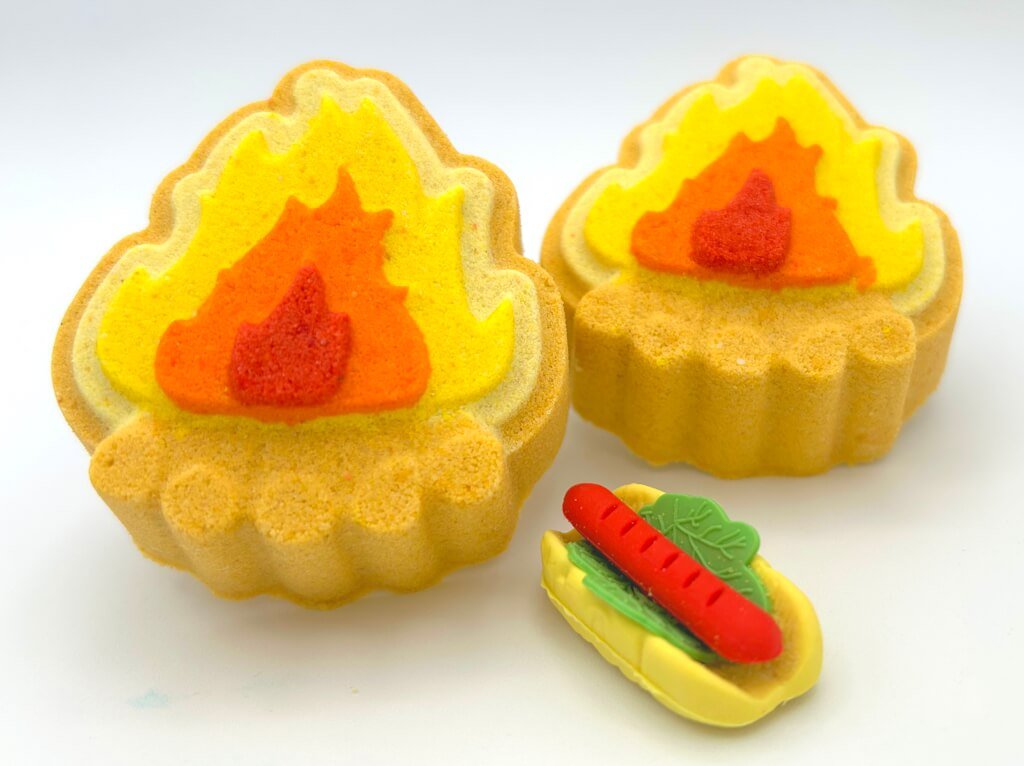 Campfire Bath Bomb with Hot Dog Eraser Toy - Berwyn Betty's Bath & Body Shop