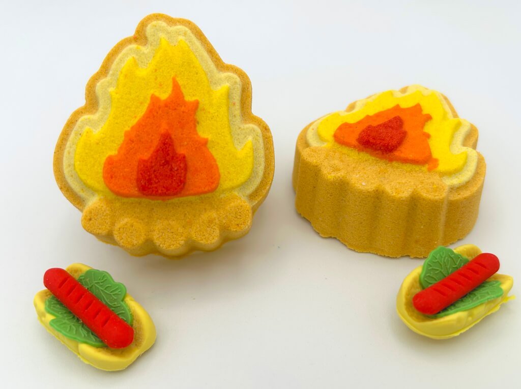 Campfire Bath Bomb with Hot Dog Eraser Toy - Berwyn Betty's Bath & Body Shop