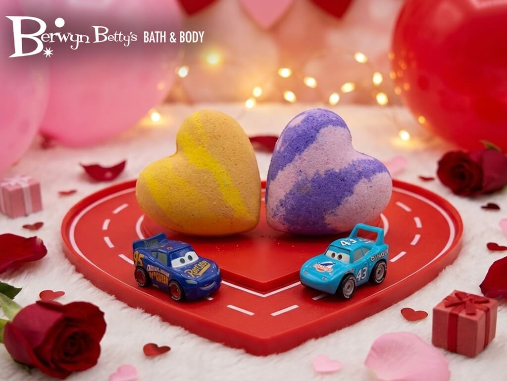 CARS HEART Kids Bath Bomb with Cars Toy Inside - Berwyn Betty's Bath & Body Shop