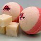 Cherry Almond Scented Bath Bombs with Handmade Soap Inside - 2 ct - Berwyn Betty's Bath & Body Shop
