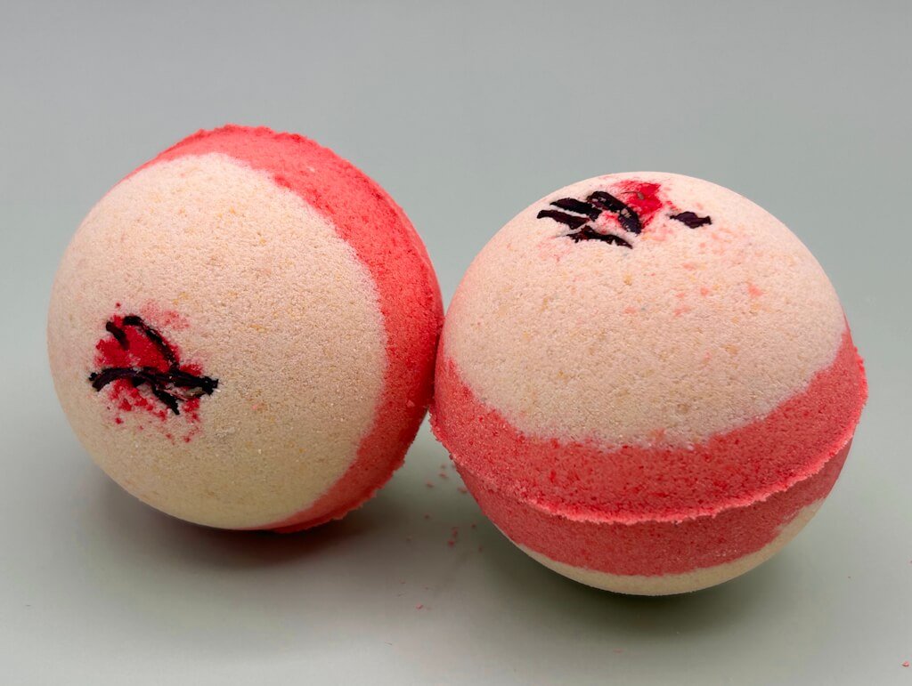 Cherry Almond Scented Bath Bombs with Handmade Soap Inside - 2 ct - Berwyn Betty's Bath & Body Shop