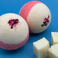 Cherry Almond Scented Bath Bombs with Handmade Soap Inside - 2 ct - Berwyn Betty's Bath & Body Shop