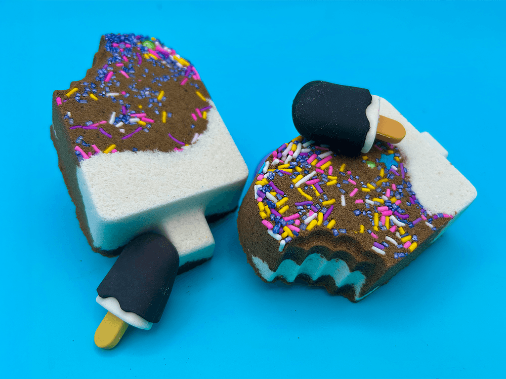 Chocolate Dipped Ice Cream Bar Kids Bath Bomb with Ice Cream Bar Eraser Inside - Berwyn Betty's Bath & Body Shop