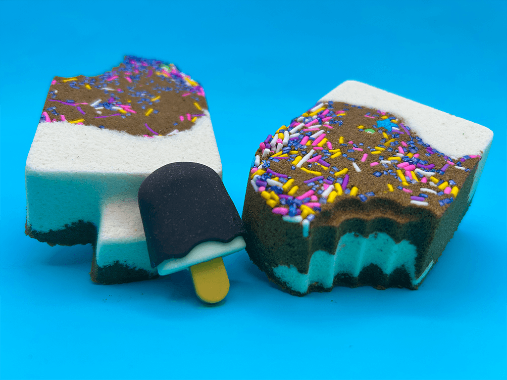 Chocolate Dipped Ice Cream Bar Kids Bath Bomb with Ice Cream Bar Eraser Inside - Berwyn Betty's Bath & Body Shop