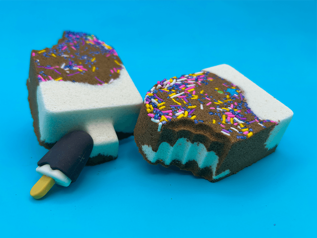 Chocolate Dipped Ice Cream Bar Kids Bath Bomb with Ice Cream Bar Eraser Inside - Berwyn Betty's Bath & Body Shop