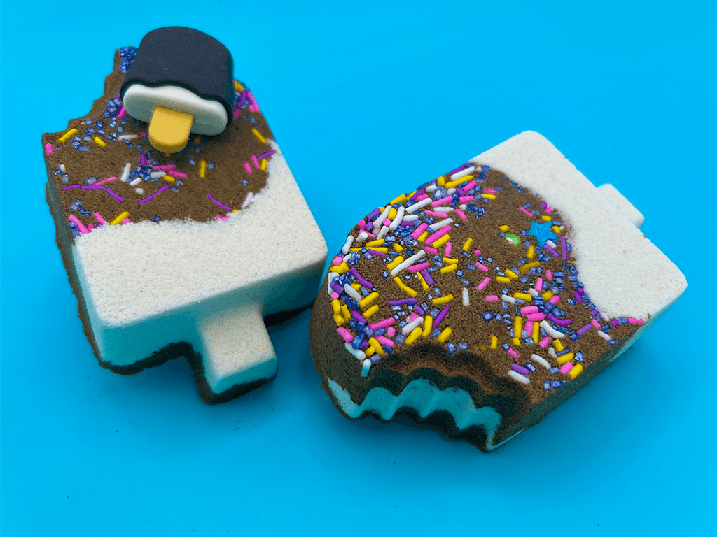 Chocolate Dipped Ice Cream Bar Kids Bath Bomb with Ice Cream Bar Eraser Inside - Berwyn Betty's Bath & Body Shop