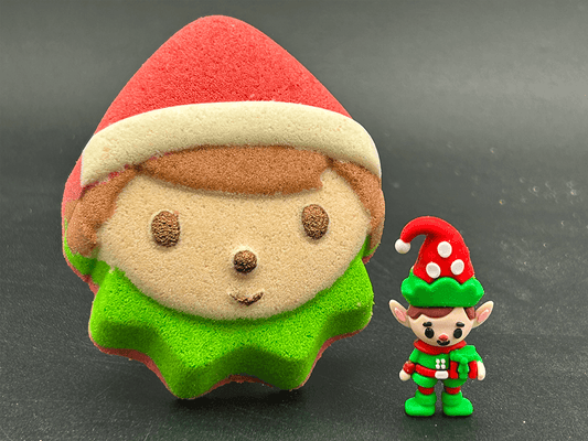 Christmas Elf Kids Bath Bomb with Surprise Elf Figurine Inside - Berwyn Betty's Bath & Body Shop