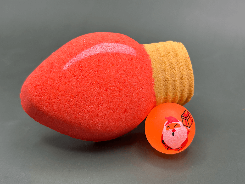 Christmas Light Bulb Kids Bath Bomb with Christmas Rubber Ball Inside - Berwyn Betty's Bath & Body Shop