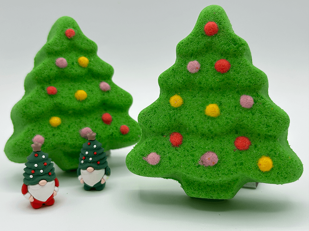 Christmas Tree Kids Bath Bomb with Christmas Gnome Inside - Berwyn Betty's Bath & Body Shop