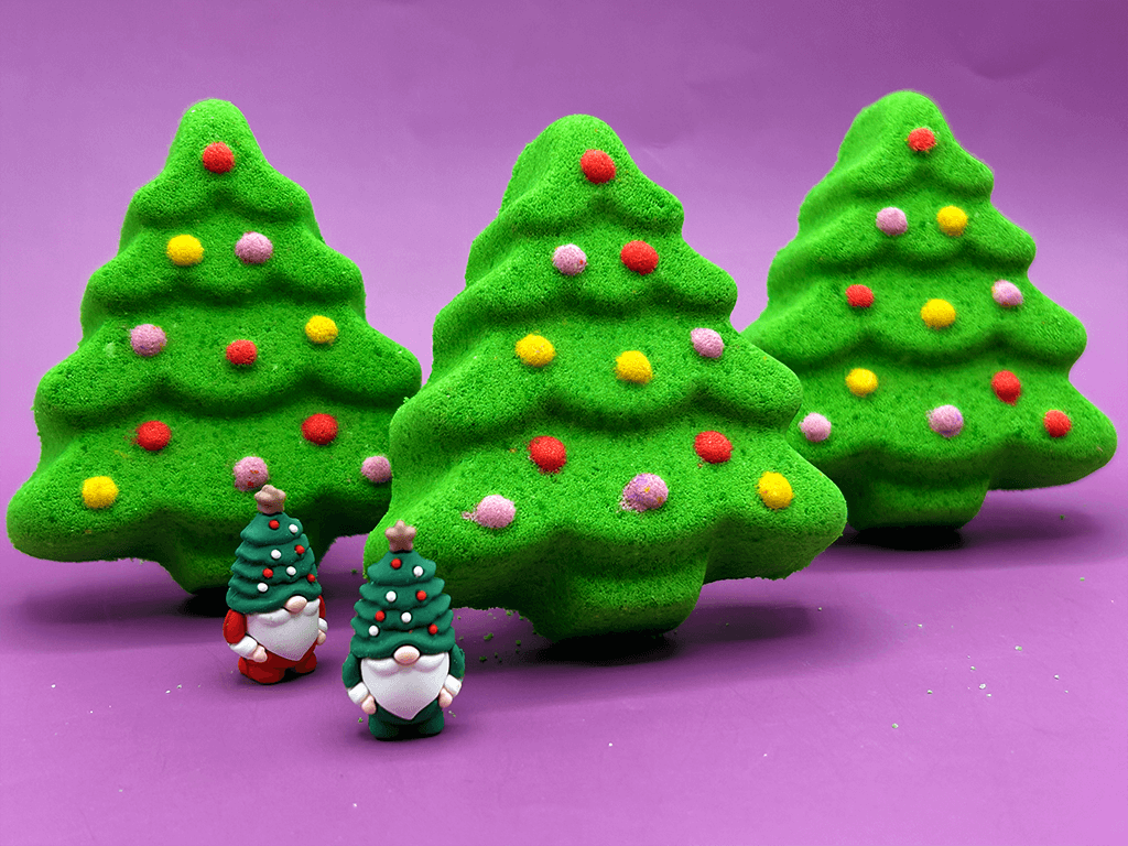 Christmas Tree Kids Bath Bomb with Christmas Gnome Inside - Berwyn Betty's Bath & Body Shop