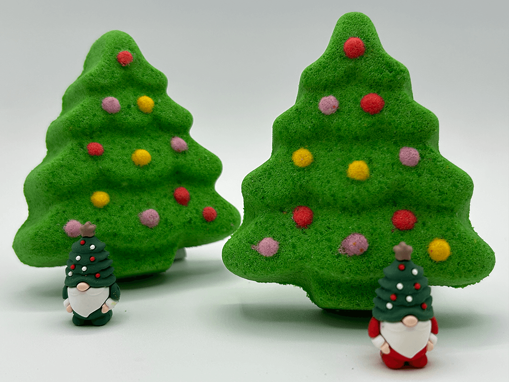 Christmas Tree Kids Bath Bomb with Christmas Gnome Inside - Berwyn Betty's Bath & Body Shop