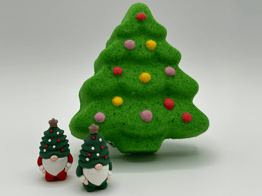 Christmas Tree Kids Bath Bomb with Christmas Gnome Inside - Berwyn Betty's Bath & Body Shop