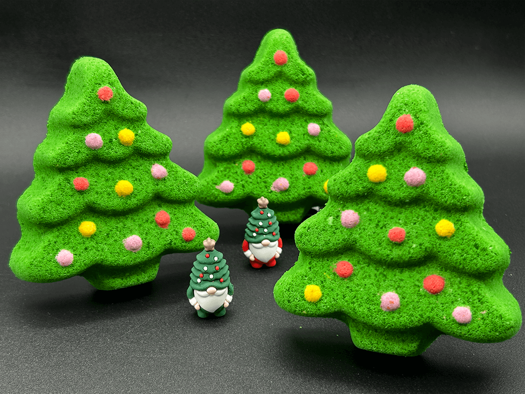 Christmas Tree Kids Bath Bomb with Christmas Gnome Inside - Berwyn Betty's Bath & Body Shop