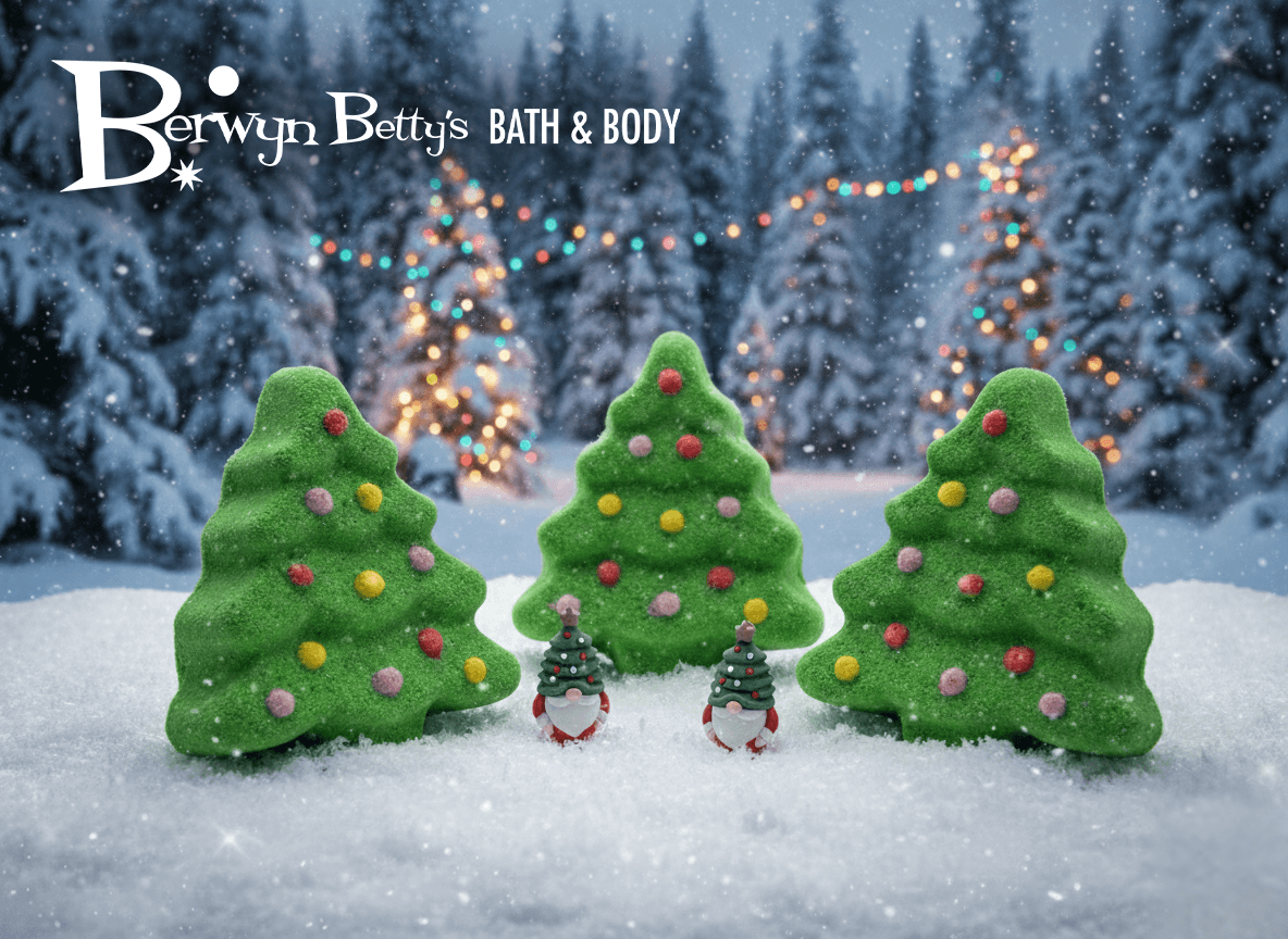 Christmas Tree Kids Bath Bomb with Christmas Gnome Inside - Berwyn Betty's Bath & Body Shop