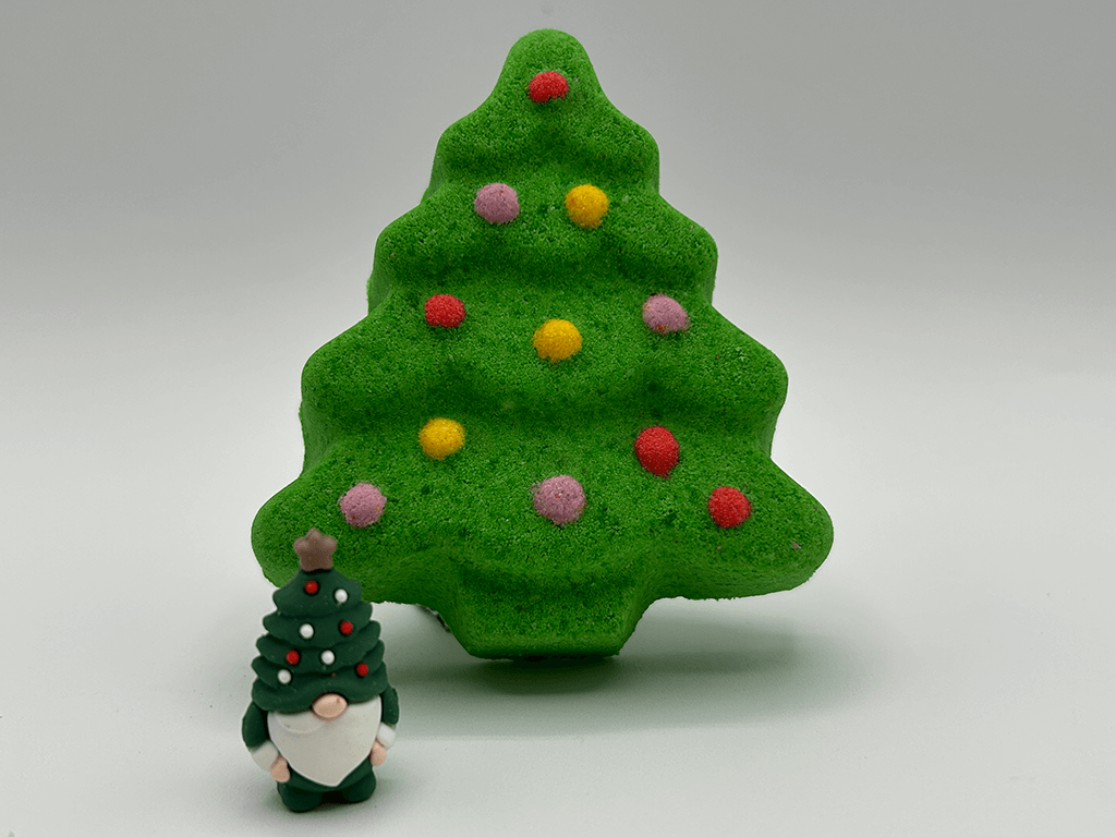 Christmas Tree Kids Bath Bomb with Christmas Gnome Inside - Berwyn Betty's Bath & Body Shop