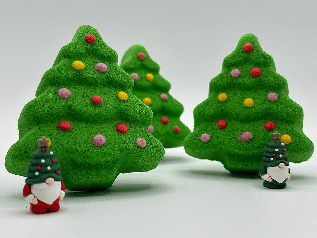 Christmas Tree Kids Bath Bomb with Christmas Gnome Inside - Berwyn Betty's Bath & Body Shop