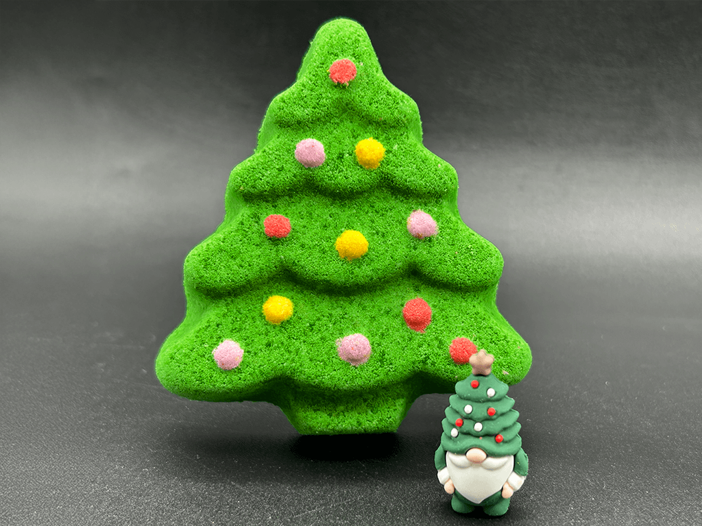 Christmas Tree Kids Bath Bomb with Christmas Gnome Inside - Berwyn Betty's Bath & Body Shop
