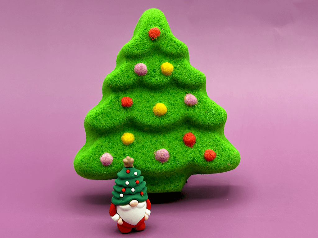 Christmas Tree Kids Bath Bomb with Christmas Gnome Inside - Berwyn Betty's Bath & Body Shop