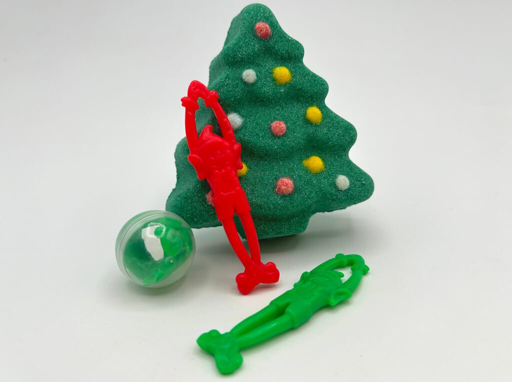 Christmas Tree Kids Bath Bomb with Elf Flinger Toy Inside - Berwyn Betty's Bath & Body Shop