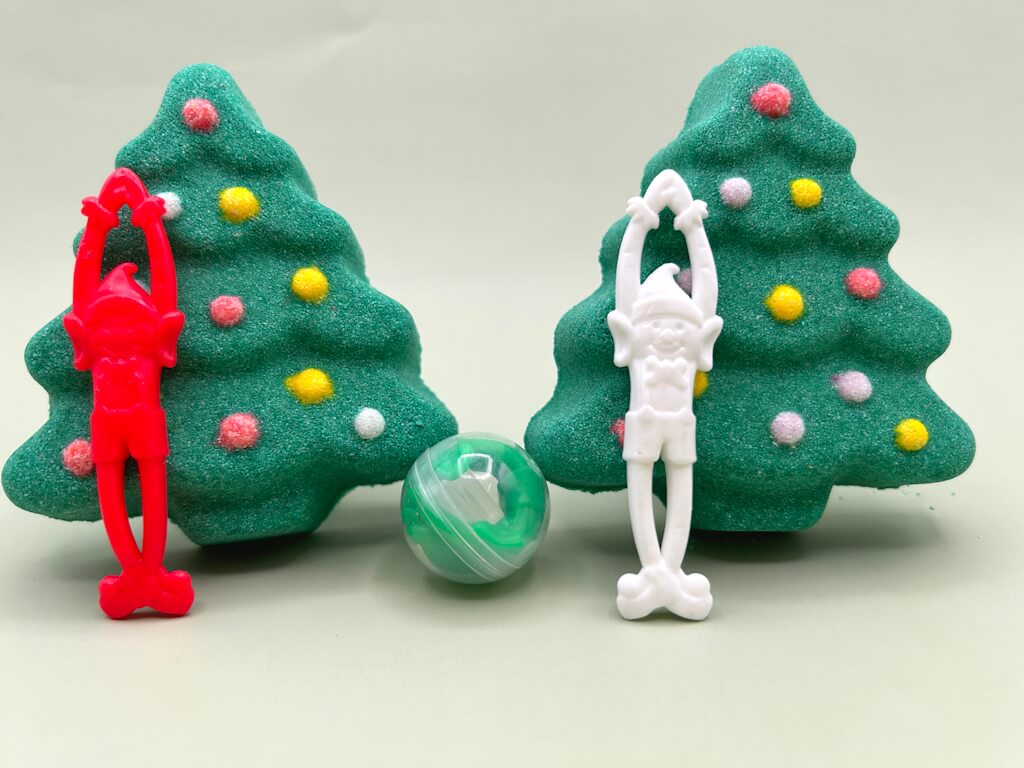 Christmas Tree Kids Bath Bomb with Elf Flinger Toy Inside - Berwyn Betty's Bath & Body Shop