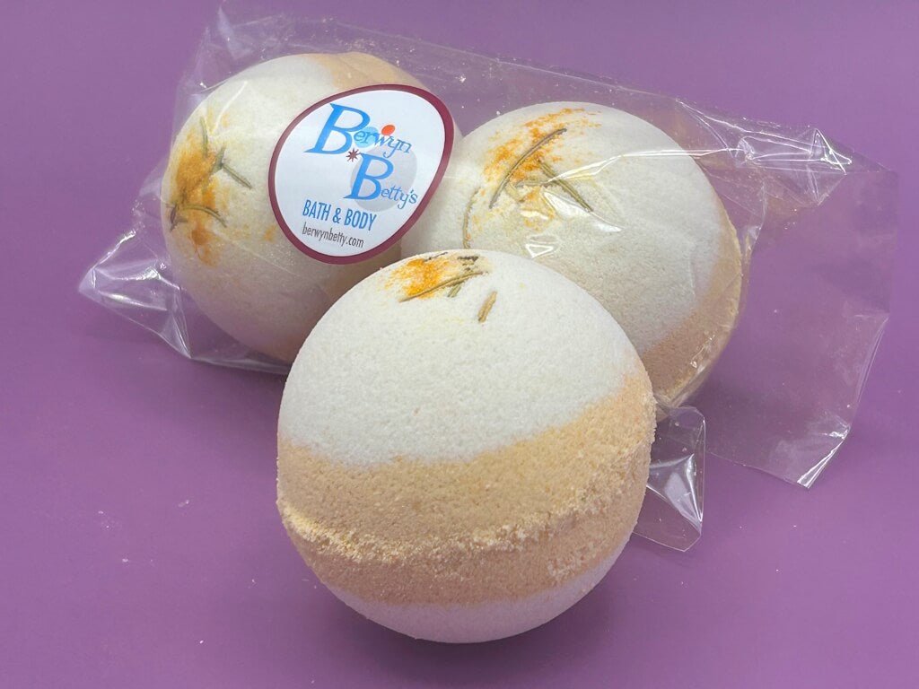 Coconut Scented Bath Bombs with Handmade Soap Inside - 2 ct - Berwyn Betty's Bath & Body Shop