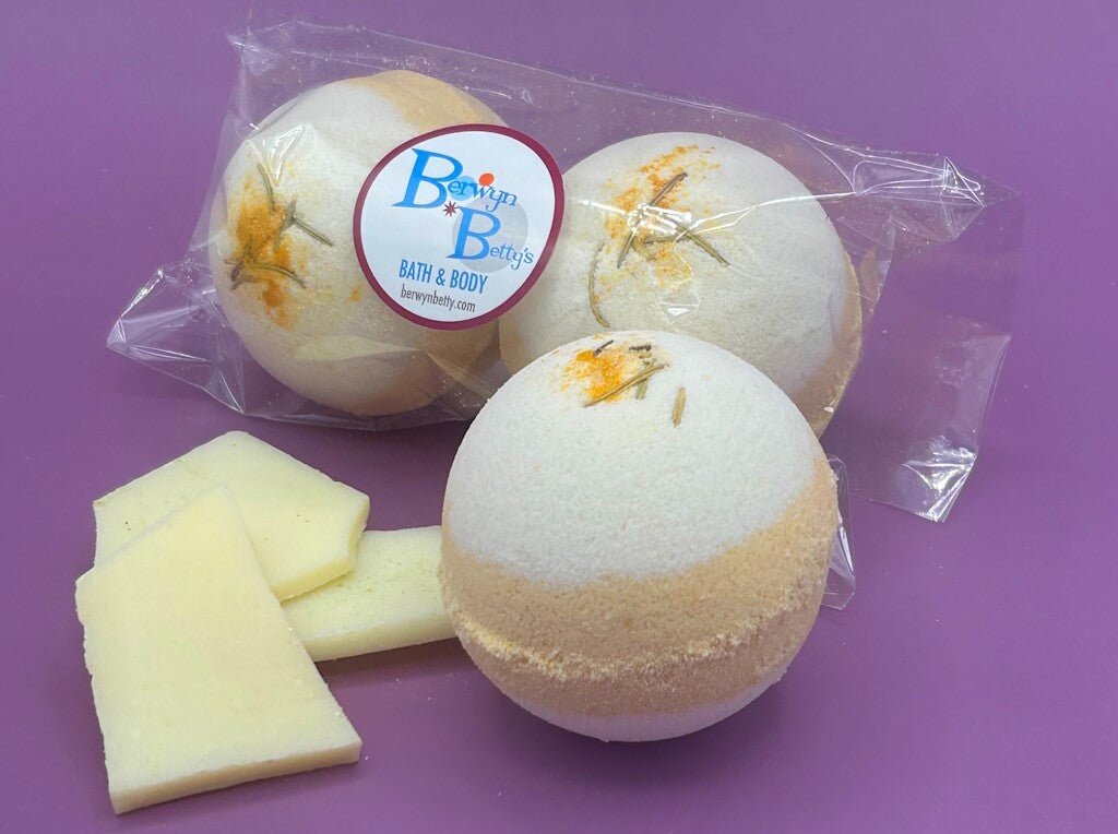 Coconut Scented Bath Bombs with Handmade Soap Inside - 2 ct - Berwyn Betty's Bath & Body Shop