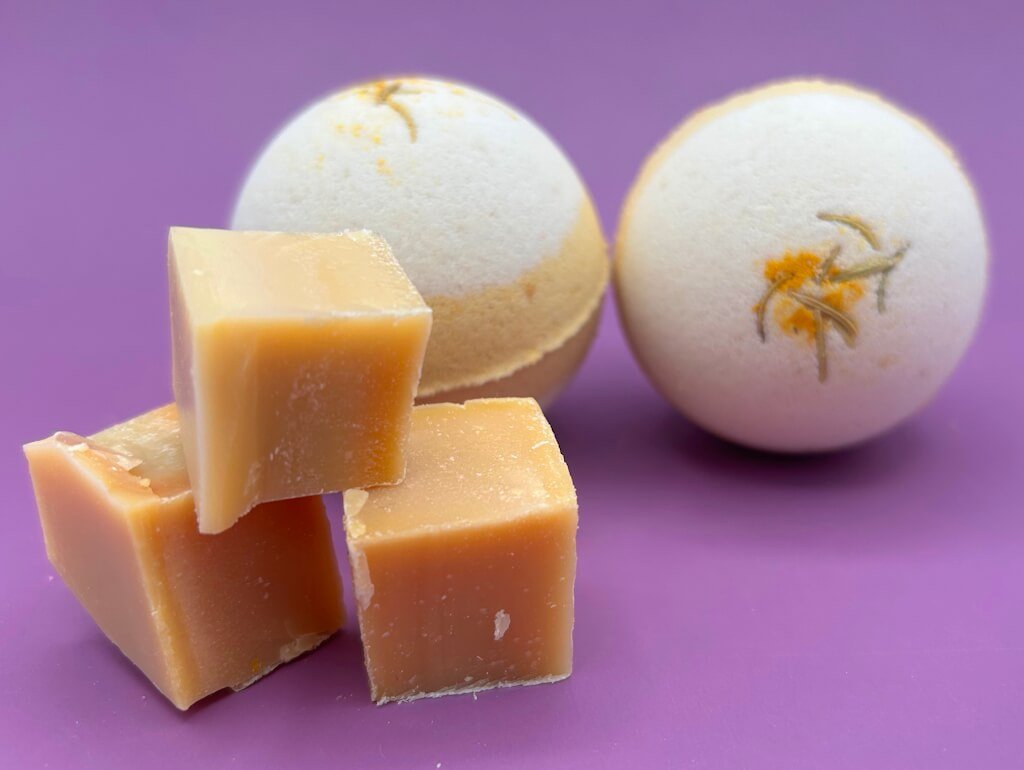 Coconut Scented Bath Bombs with Handmade Soap Inside - 2 ct - Berwyn Betty's Bath & Body Shop