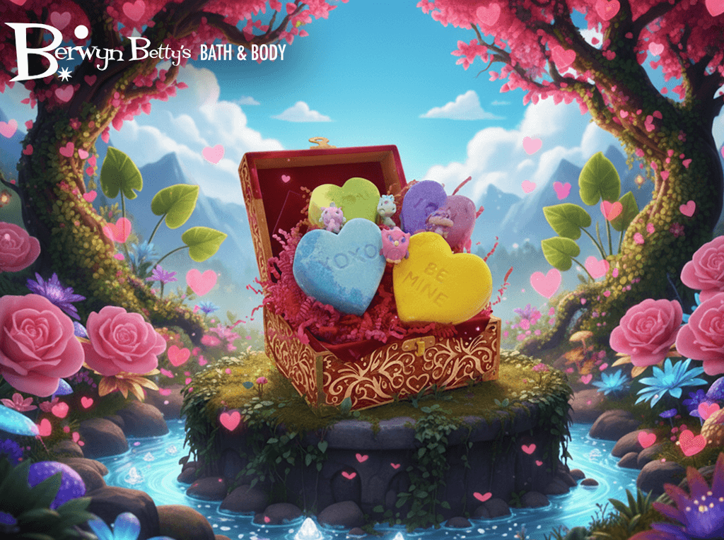 CONVERSATION HEARTS Kids Bath Bomb Gift Box with Cute Creature Mini Figure Toys Inside - 4 ct - Berwyn Betty's Bath & Body Shop