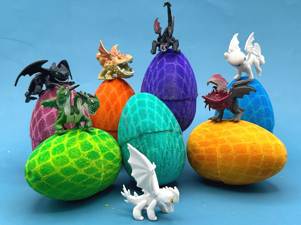 Dragon Egg Kids Bath Bomb with Toy Inside Gift Box - 4 ct - Berwyn Betty's Bath & Body Shop