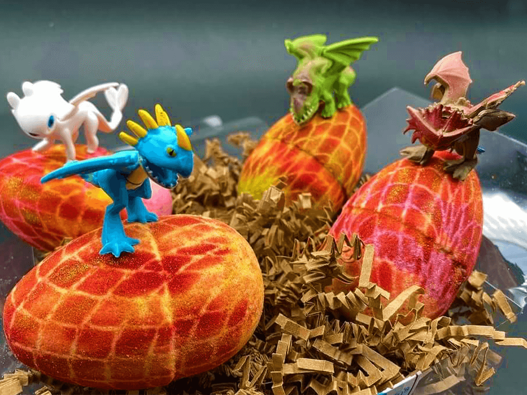 Dragon Egg Kids Bath Bomb with Toy Inside Gift Box - 4 ct - Berwyn Betty's Bath & Body Shop