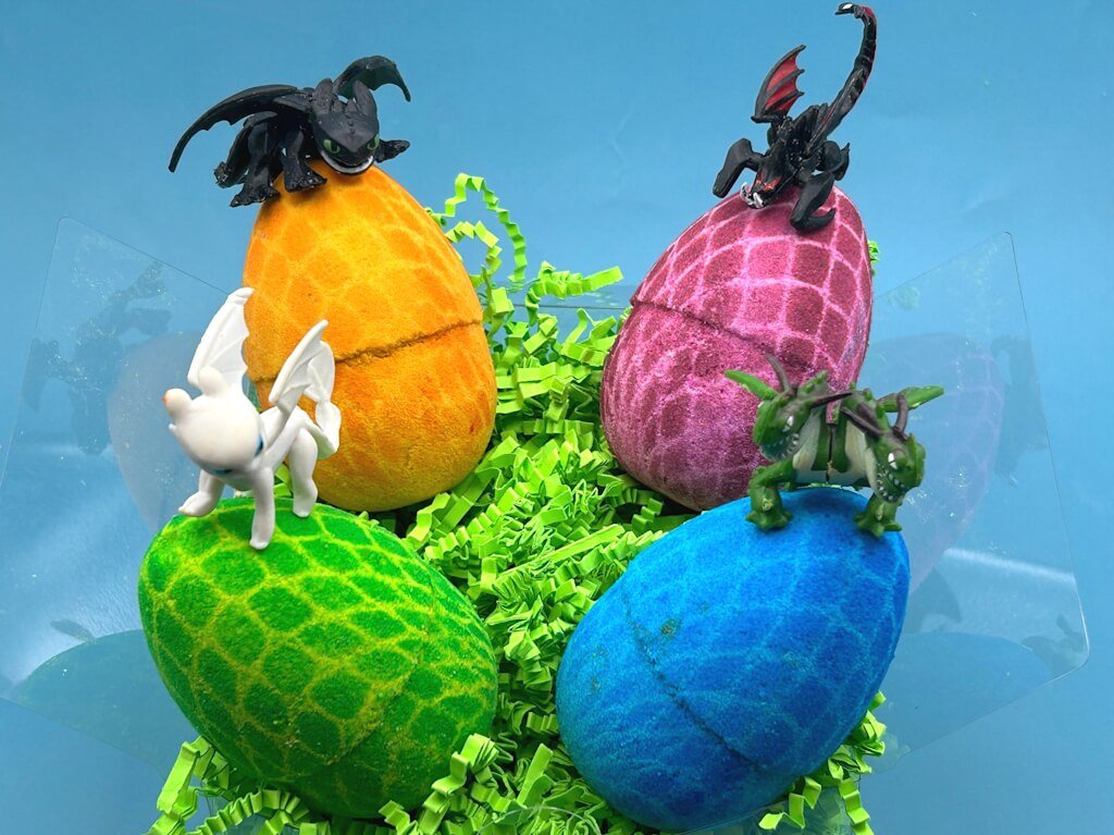 Dragon Egg Kids Bath Bomb with Toy Inside Gift Box - 4 ct - Berwyn Betty's Bath & Body Shop