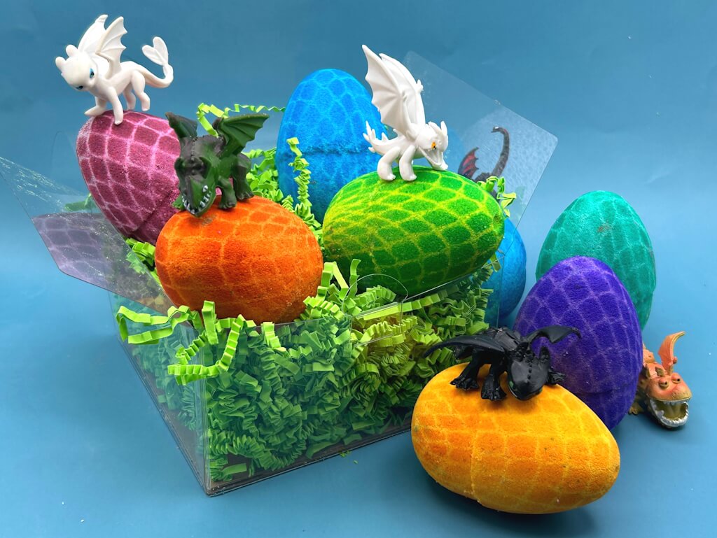 Dragon Egg Kids Bath Bomb with Toy Inside Gift Box - 4 ct - Berwyn Betty's Bath & Body Shop