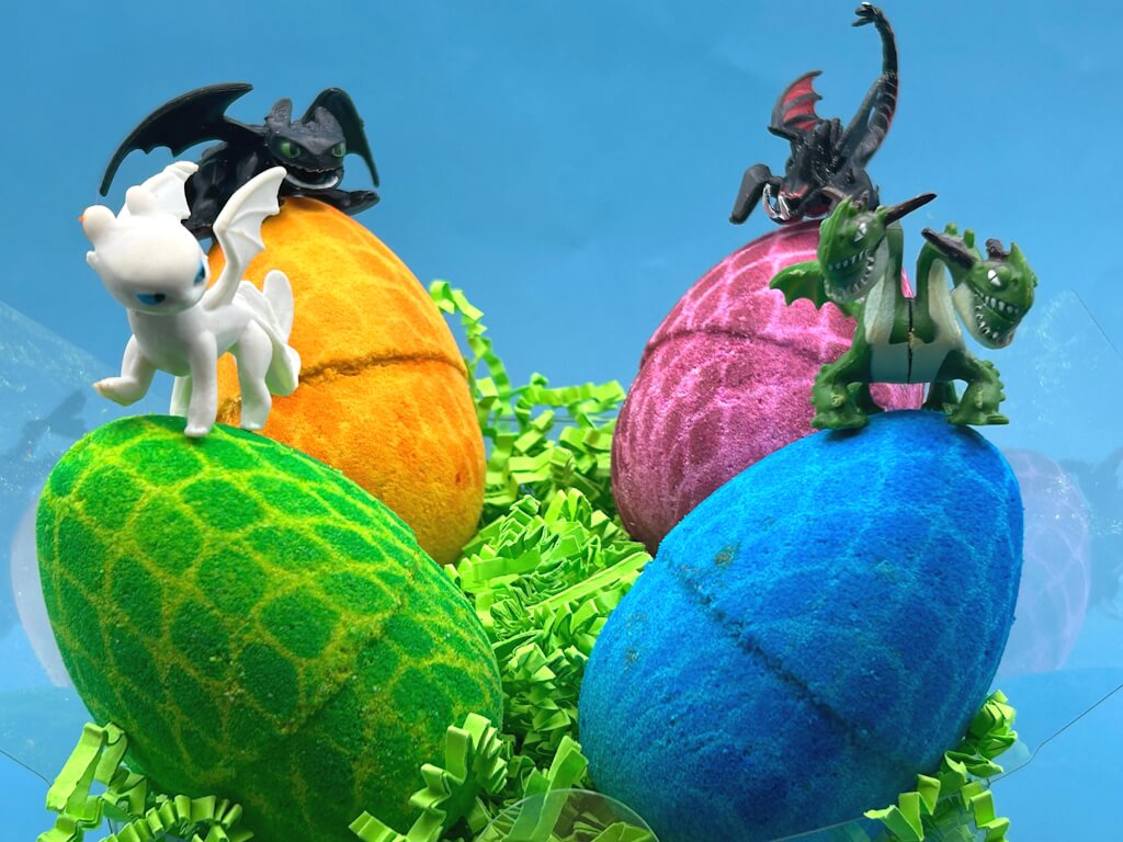 Dragon Egg Kids Bath Bomb with Toy Inside Gift Box - 4 ct - Berwyn Betty's Bath & Body Shop