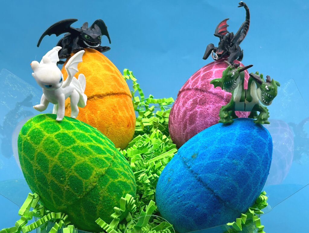 Dragon Egg Kids Bath Bomb with Toy Inside Gift Box - 4 ct - Berwyn Betty's Bath & Body Shop