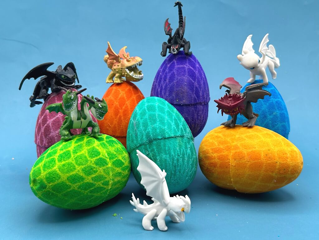 Dragon Egg Kids Bath Bomb with Toy Inside Gift Box - 4 ct - Berwyn Betty's Bath & Body Shop