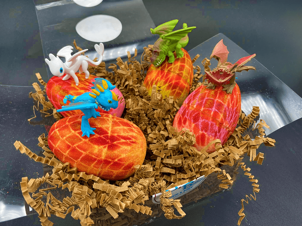 Dragon Egg Kids Bath Bomb with Toy Inside Gift Box - 4 ct - Berwyn Betty's Bath & Body Shop