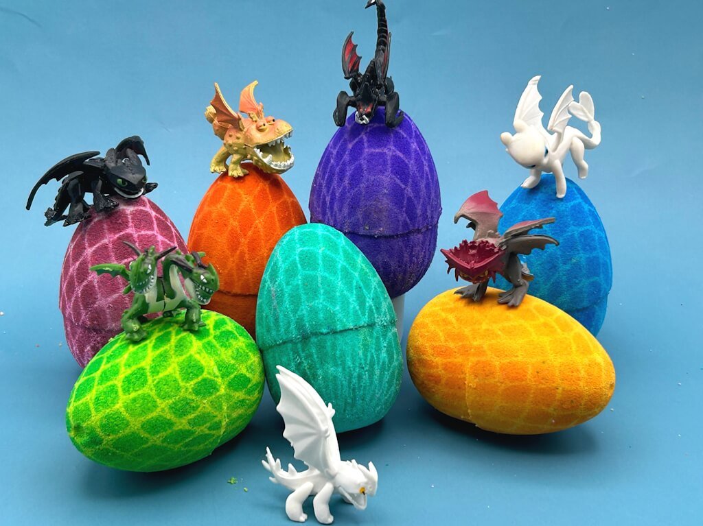Dragon Egg Kids Bath Bomb with Toy Inside Gift Box - 4 ct - Berwyn Betty's Bath & Body Shop