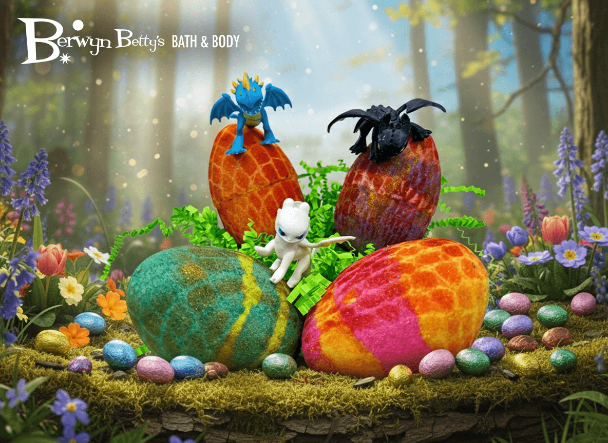 Dragon Egg Kids Bath Bomb with Toy Inside Gift Box - 4 ct - Berwyn Betty's Bath & Body Shop