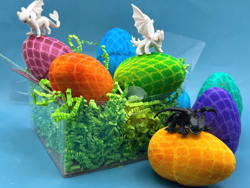 Dragon Egg Kids Bath Bomb with Toy Inside Gift Box - 4 ct - Berwyn Betty's Bath & Body Shop