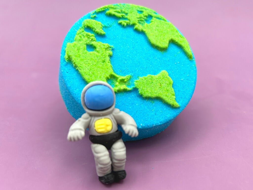 Earth Kids Bath Bomb with Outer Space Eraser Toy Inside - Berwyn Betty's Bath & Body Shop