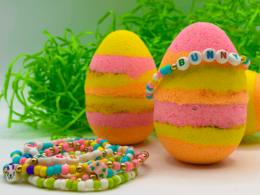 Easter Egg Kids Bath Bomb with Easter Bracelet Inside - Berwyn Betty's Bath & Body Shop