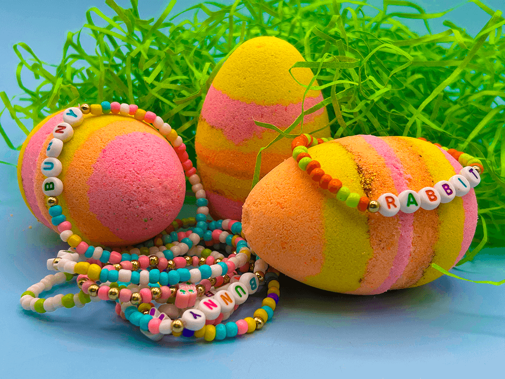 Easter Egg Kids Bath Bomb with Easter Bracelet Inside - Berwyn Betty's Bath & Body Shop