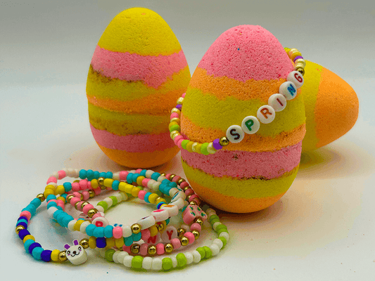 Easter Egg Kids Bath Bomb with Easter Bracelet Inside - Berwyn Betty's Bath & Body Shop