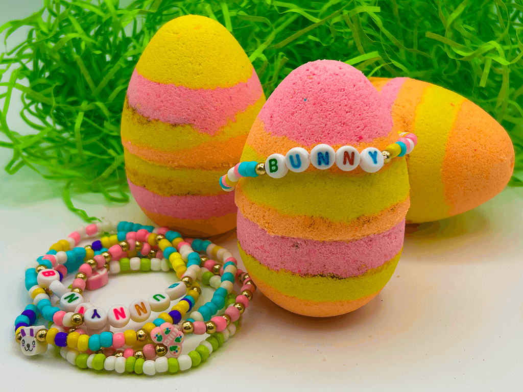 Easter Egg Kids Bath Bomb with Easter Bracelet Inside - Berwyn Betty's Bath & Body Shop