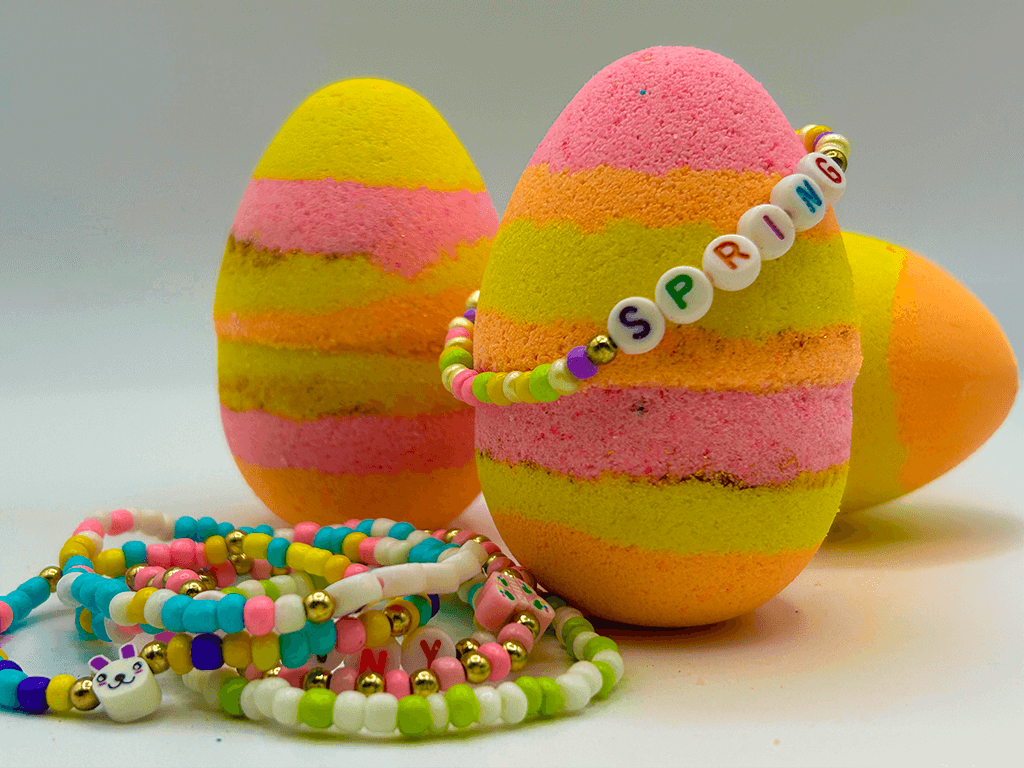 Easter Egg Kids Bath Bomb with Easter Bracelet Inside - Berwyn Betty's Bath & Body Shop