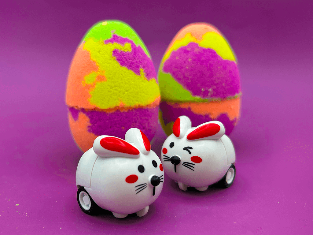 Easter Kids Bath Bomb with Pullback Bunny Racer Toy Inside - Berwyn Betty's Bath & Body Shop