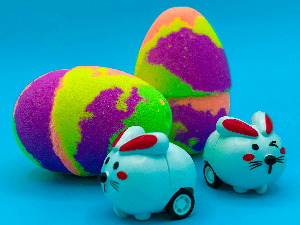Easter Kids Bath Bomb with Pullback Bunny Racer Toy Inside - Berwyn Betty's Bath & Body Shop