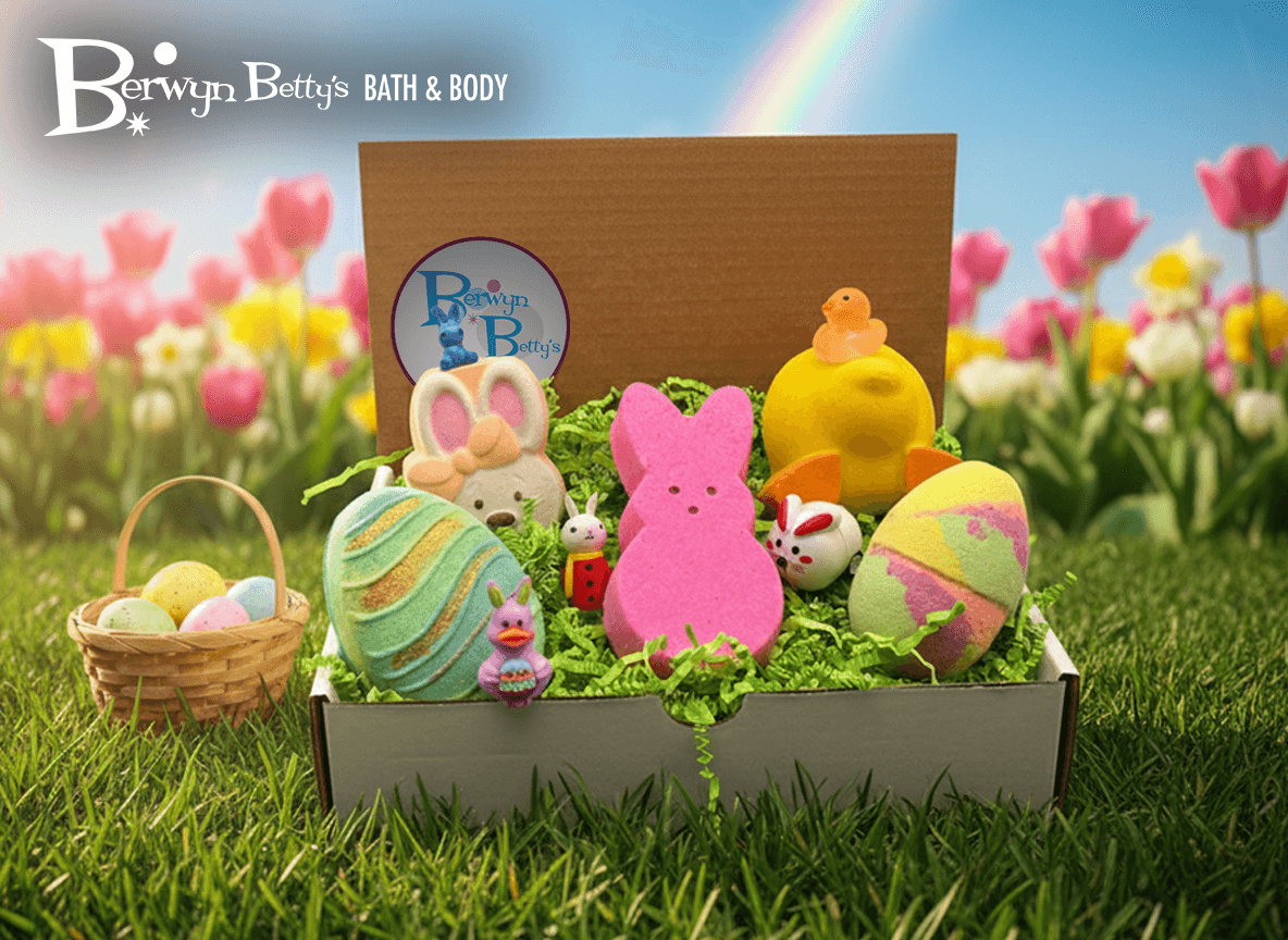 Easter Kids Bath Bombs Collection Box with Holiday Themed Toys Inside - 5 ct - Berwyn Betty's Bath & Body Shop